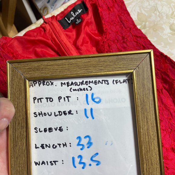 Lulus Lace Dress S Allover Surplice V-Neck A-Line Skater Eyelash Scalloped Red - Picture 4 of 13